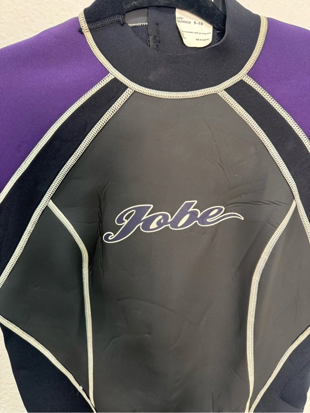 Jobe Womens Wetsuit Size 9-10 Shorty Purple Black Neoprene Back Zip Surf Dive